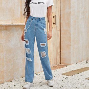 SHEIN Ripped Baggy Jeans, size M (6)